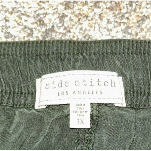 Side Stitch Womens 3x Plus Green Lyocell Joggers‎ Pants Cropped - Picture 3 of 6